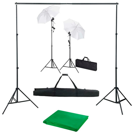 Fotostudio-Set mit Hintergrund, Leuchten und Schirmen - Premium Studioscheinwerfer & -blitzgeräte  - Just €162.65! Shop now at homesales4u