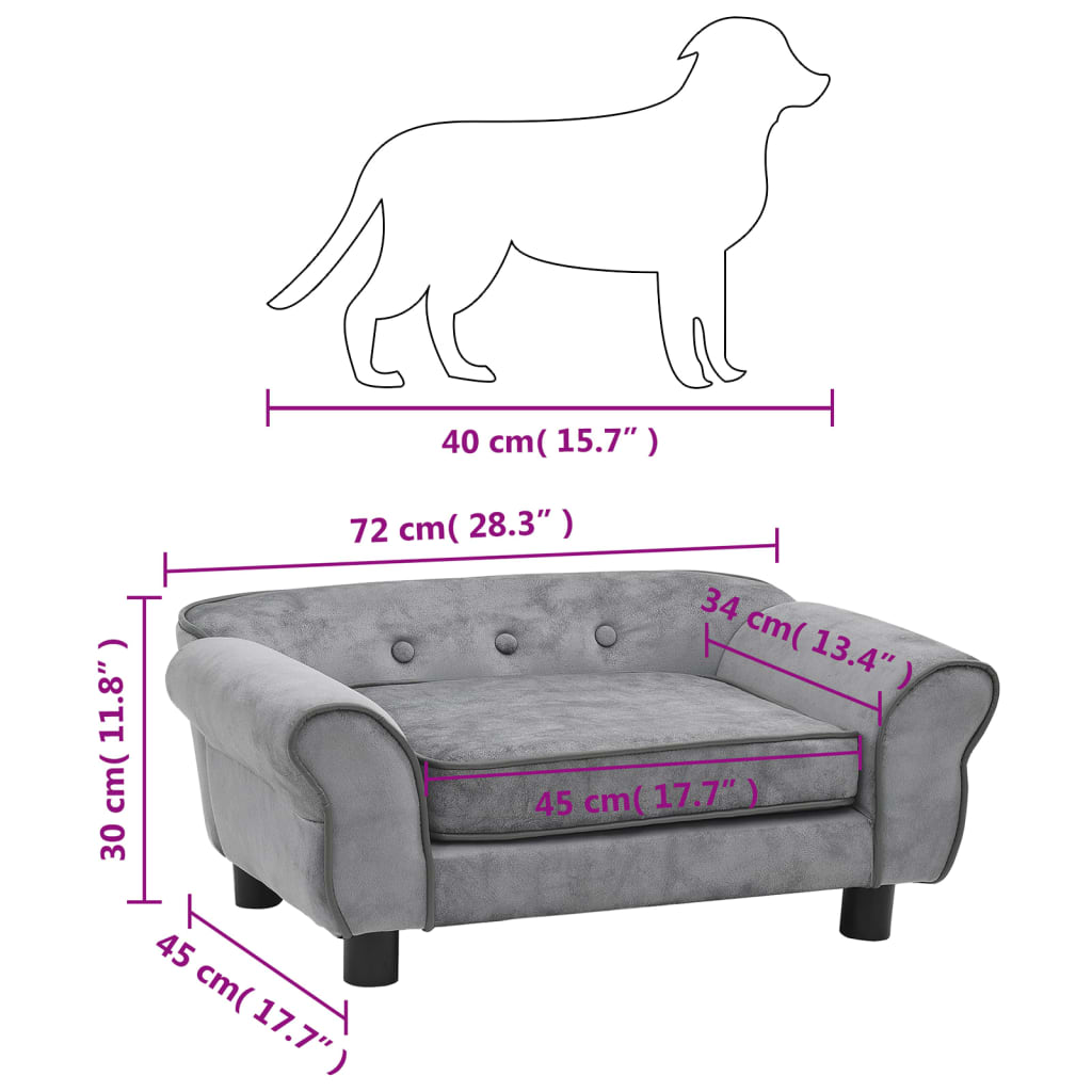 Hundesofa Grau 72x45x30 cm Plüsch - Premium Hundebetten  - Just €102.68! Shop now at homesales4u