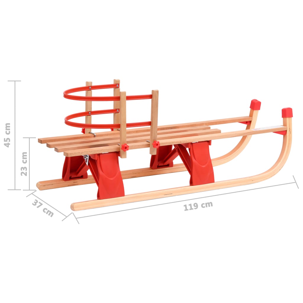 Klappschlitten mit Rückenlehne 119 cm Holz - Premium Schlitten  - Just €138.01! Shop now at homesales4u