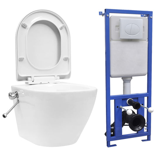 Wand-WC ohne Spülrand mit Einbau-Spülkasten Keramik Weiß - Premium Toiletten  - Just €507.46! Shop now at homesales4u