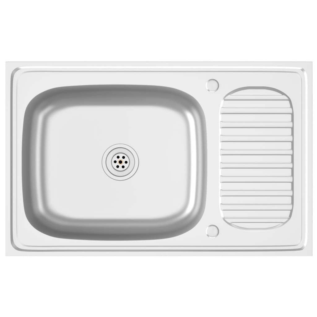 Spüle mit Abtropffläche Set Silbern 800x500x155 mm Edelstahl - Premium Küchenspülen & Spülbecken  - Just €120.59! Shop now at homesales4u