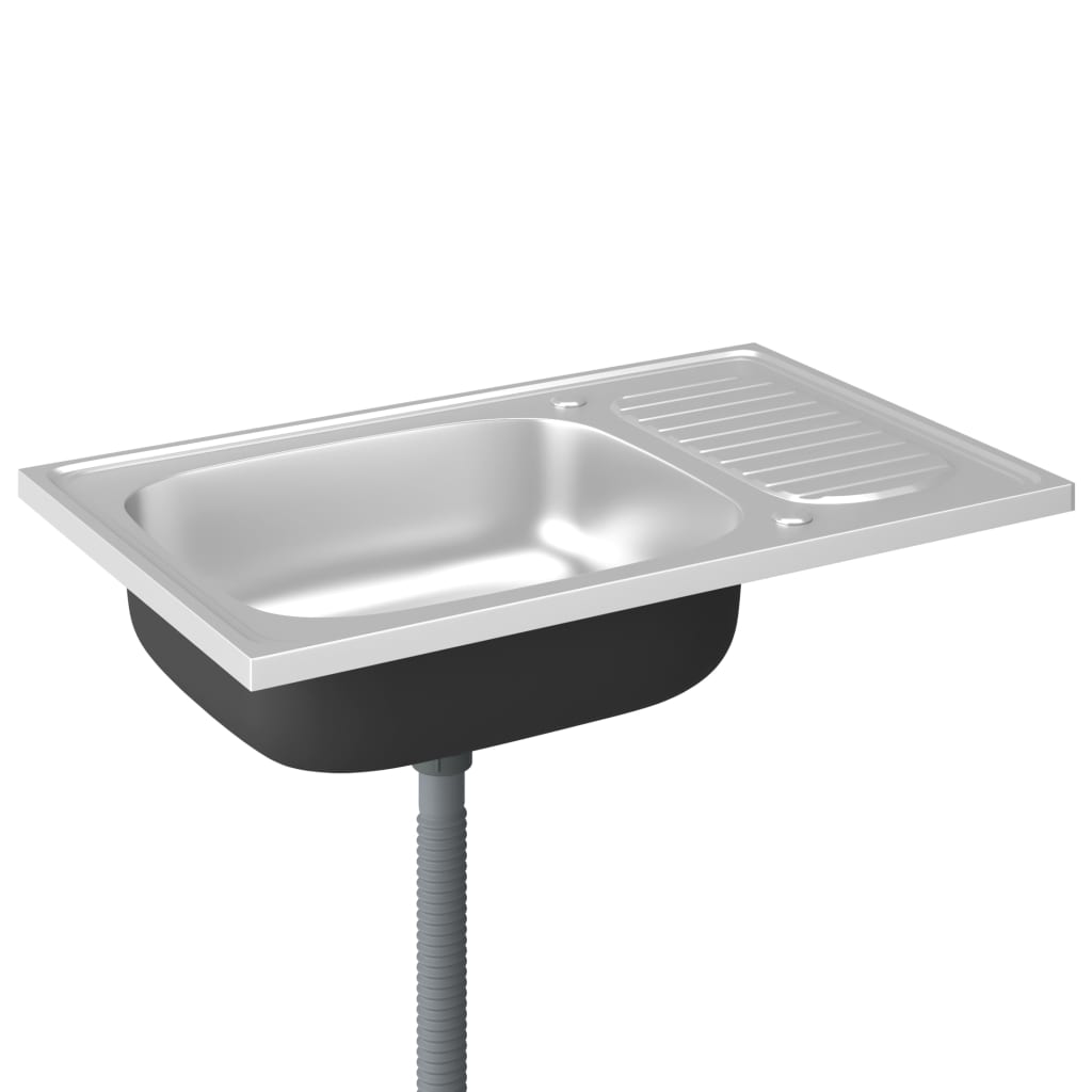 Spüle mit Abtropffläche Set Silbern 800x500x155 mm Edelstahl - Premium Küchenspülen & Spülbecken  - Just €120.59! Shop now at homesales4u