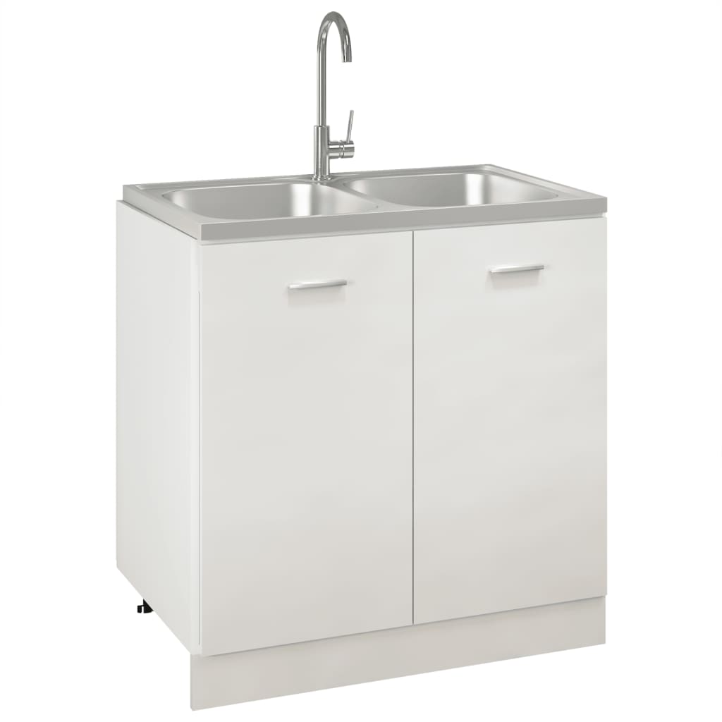 Doppelspüle Silbern 800x500x155 mm Edelstahl - Premium Küchenspülen & Spülbecken  - Just €129.08! Shop now at homesales4u