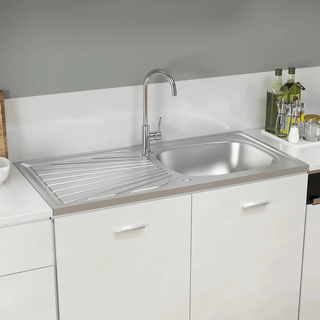 Spüle mit Abtropffläche Set Silbern 1000x500x155 mm Edelstahl - Premium Küchenspülen & Spülbecken  - Just €133.70! Shop now at homesales4u