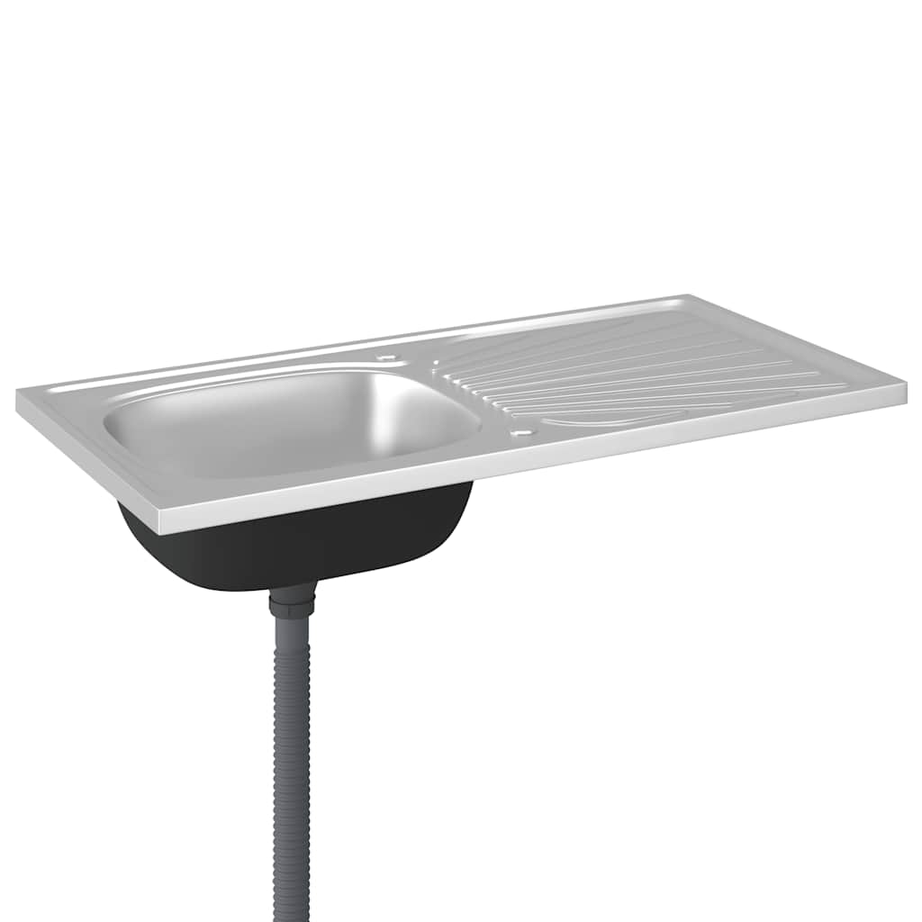 Spüle mit Abtropffläche Set Silbern 1000x500x155 mm Edelstahl - Premium Küchenspülen & Spülbecken  - Just €133.70! Shop now at homesales4u