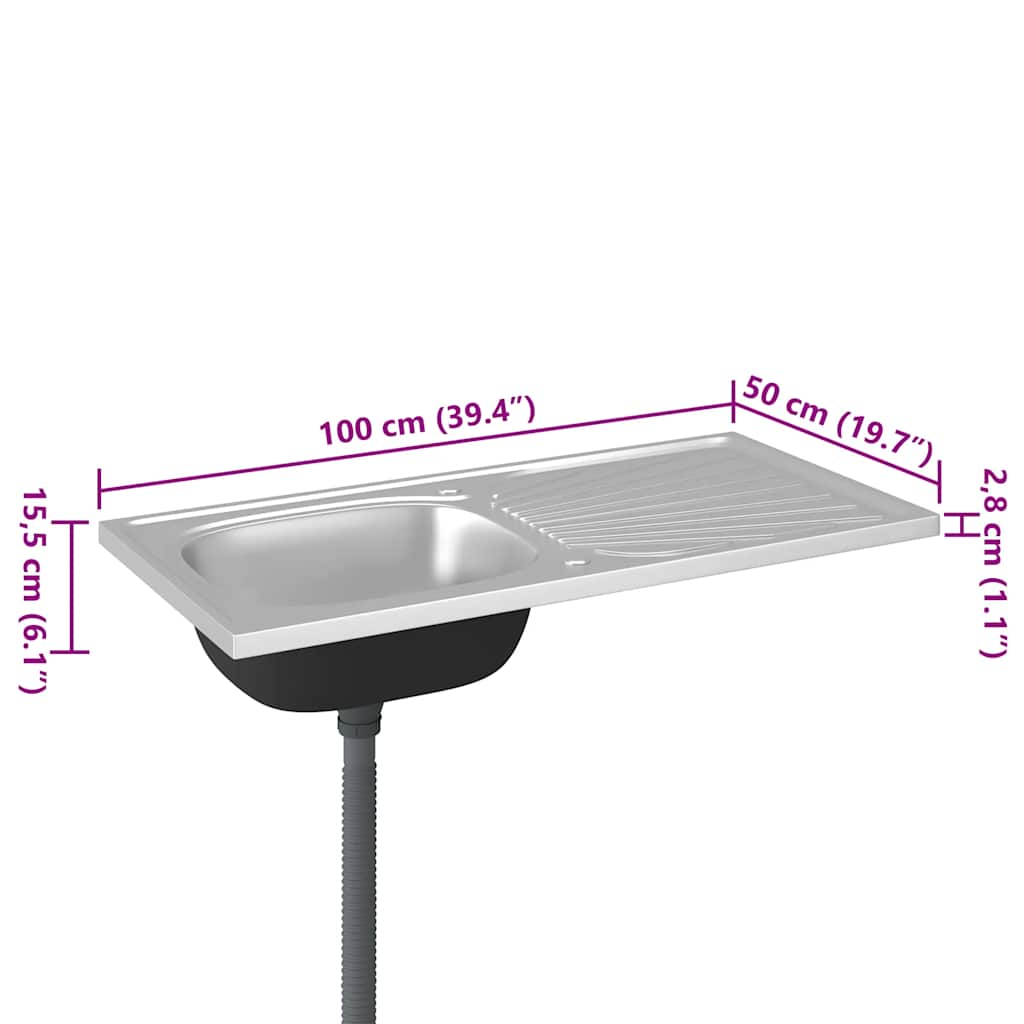 Spüle mit Abtropffläche Set Silbern 1000x500x155 mm Edelstahl - Premium Küchenspülen & Spülbecken  - Just €133.70! Shop now at homesales4u