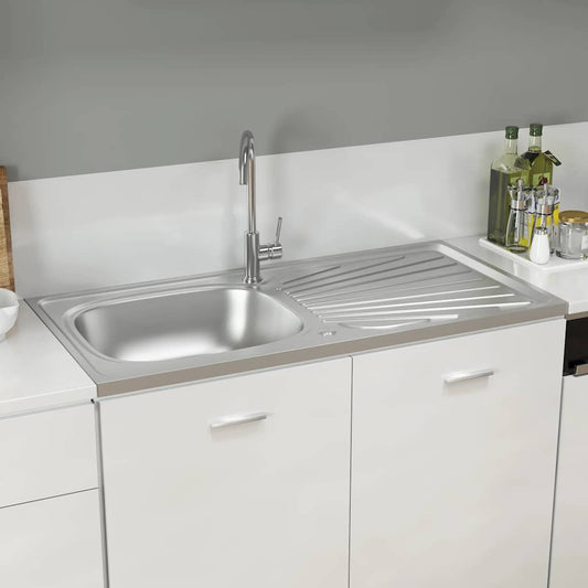Spüle mit Abtropffläche Set Silbern 1000x500x155 mm Edelstahl - Premium Küchenspülen & Spülbecken  - Just €133.70! Shop now at homesales4u