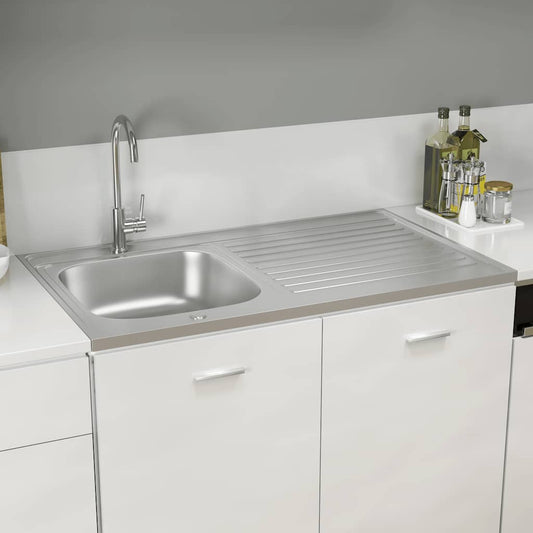 Spüle mit Abtropffläche Set Silbern 1000x600x155 mm Edelstahl - Premium Küchenspülen & Spülbecken  - Just €201.72! Shop now at homesales4u