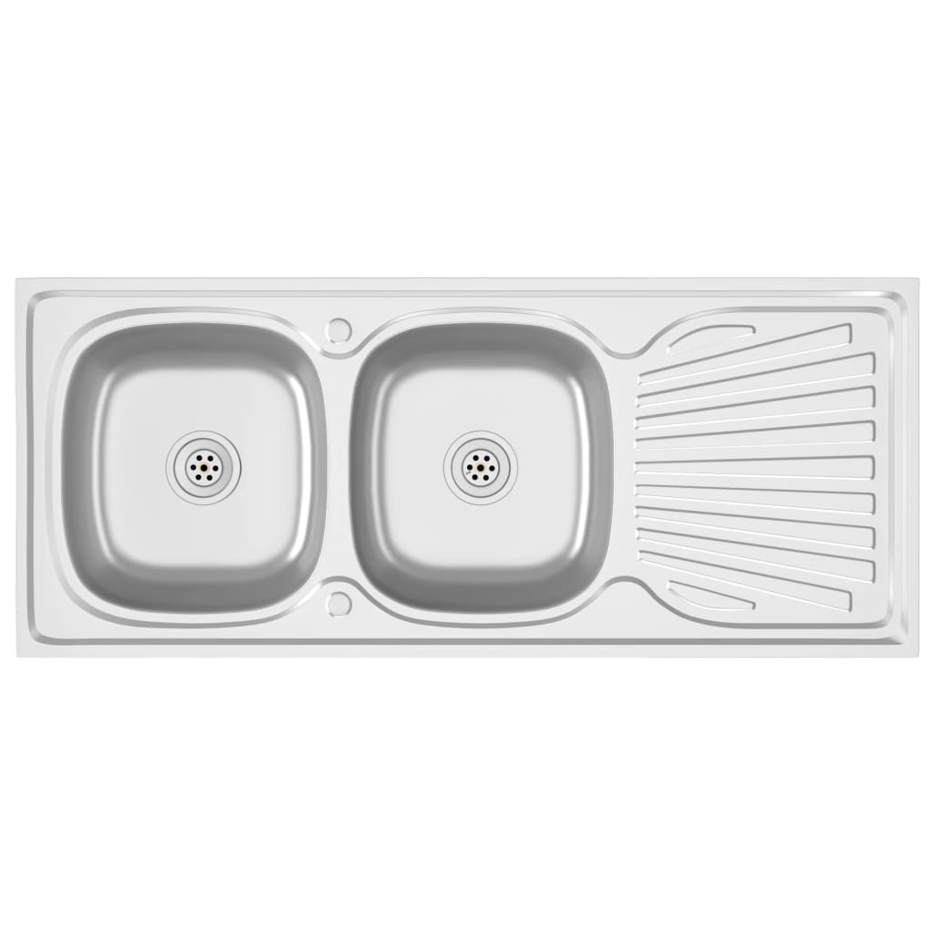 Doppelspüle Silbern 1200x500x155 mm Edelstahl - Premium Küchenspülen & Spülbecken  - Just €207.53! Shop now at homesales4u