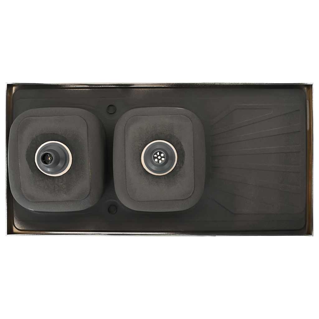 Doppelspüle Silbern 1200x600x155 mm Edelstahl - Premium Küchenspülen & Spülbecken  - Just €188! Shop now at homesales4u
