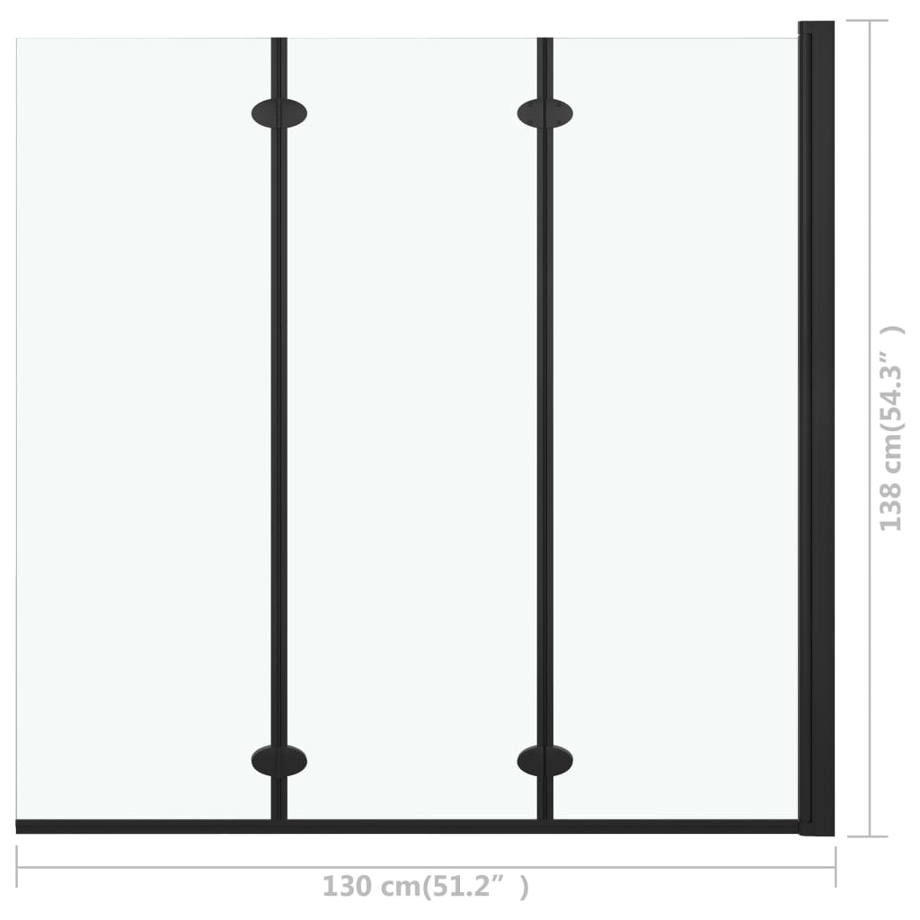 Faltbare Duschkabine 3 Paneele ESG 130x138 cm Schwarz - Premium Duschkabinen & -türen  - Just €203.68! Shop now at homesales4u