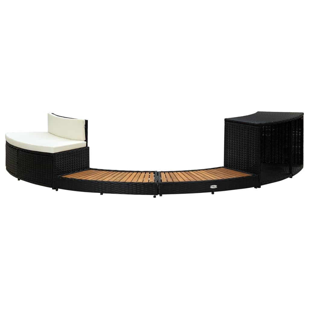 Whirlpool-Umrandung Schwarz Poly Rattan & Massivholz Akazie - Premium Pool- & Whirlpool-Zubehör  - Just €477.16! Shop now at homesales4u