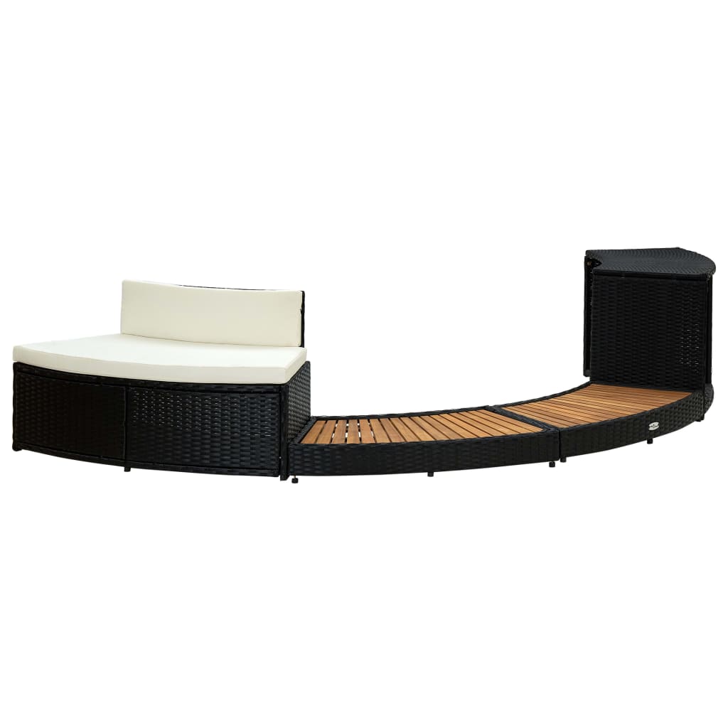 Whirlpool-Umrandung Schwarz Poly Rattan & Massivholz Akazie - Premium Pool- & Whirlpool-Zubehör  - Just €477.16! Shop now at homesales4u