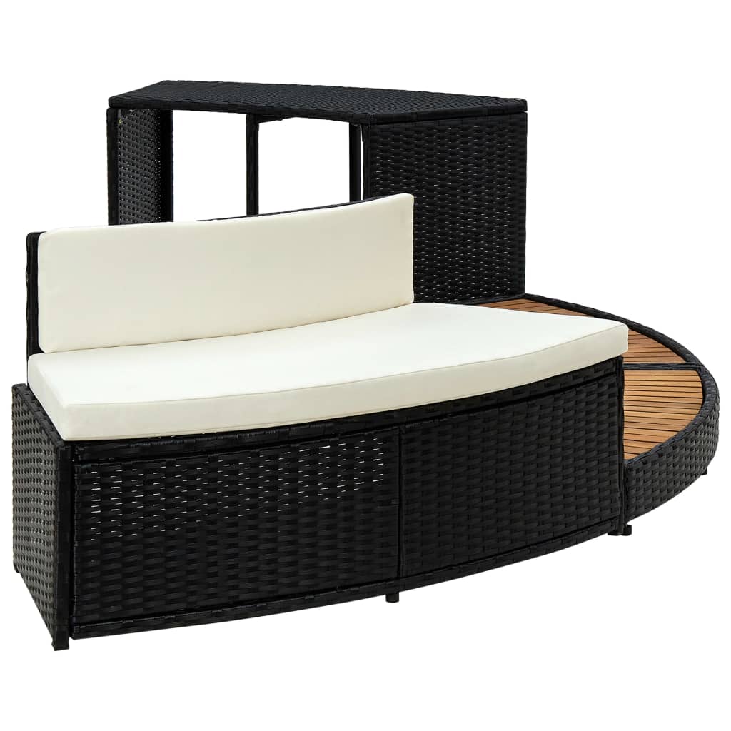Whirlpool-Umrandung Schwarz Poly Rattan & Massivholz Akazie - Premium Pool- & Whirlpool-Zubehör  - Just €477.16! Shop now at homesales4u