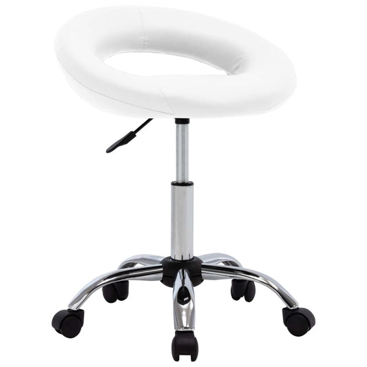 Arbeitshocker auf Rollen Weiß Kunstleder - Premium Bürostühle  - Just €76.36! Shop now at homesales4u