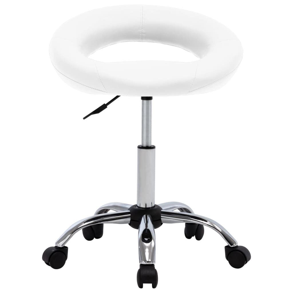 Arbeitshocker auf Rollen Weiß Kunstleder - Premium Bürostühle  - Just €76.36! Shop now at homesales4u
