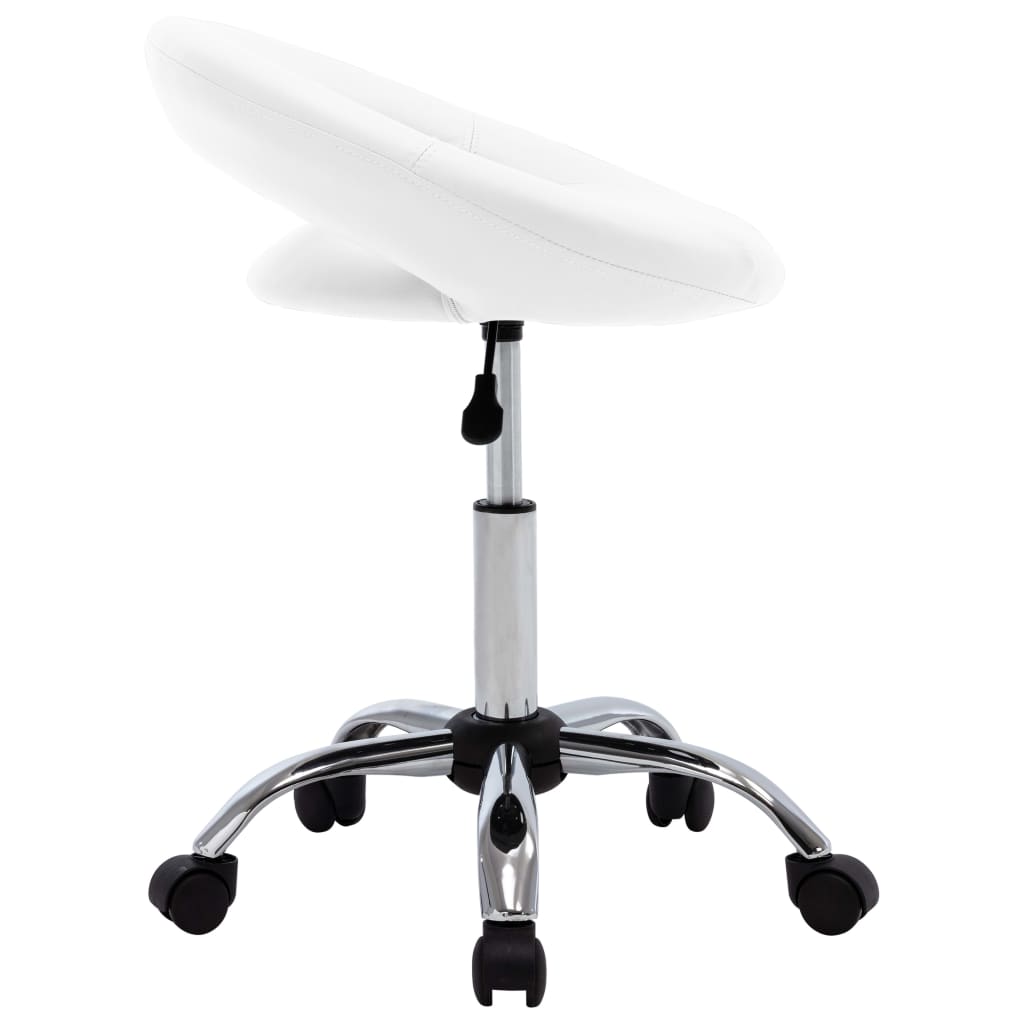 Arbeitshocker auf Rollen Weiß Kunstleder - Premium Bürostühle  - Just €76.36! Shop now at homesales4u