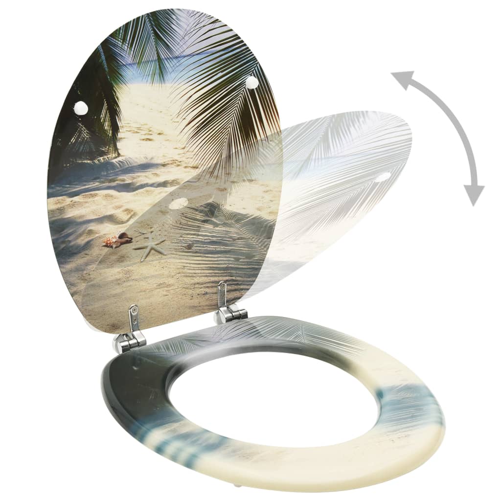 Toilettensitze mit Deckel 2 Stk. MDF Strand-Design - Premium Toilettensitze  - Just €108.55! Shop now at homesales4u