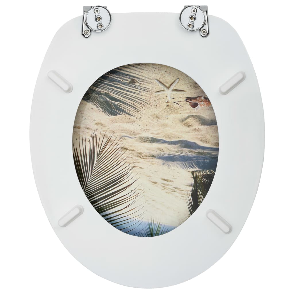 Toilettensitze mit Deckel 2 Stk. MDF Strand-Design - Premium Toilettensitze  - Just €108.55! Shop now at homesales4u