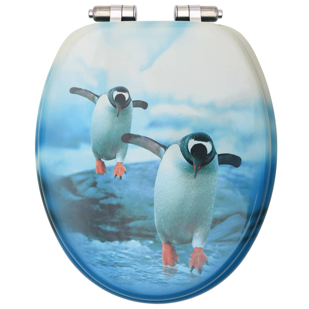 Toilettensitze mit Soft-Close-Deckel 2 Stk. MDF Pinguin-Design - Premium Toilettensitze  - Just €133.54! Shop now at homesales4u