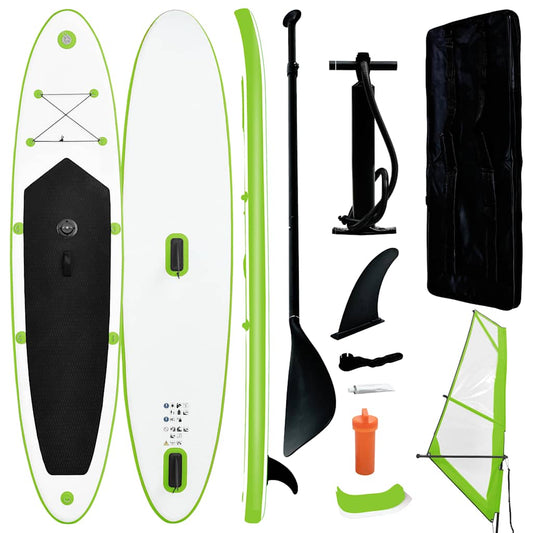 Aufblasbares SUP-Board mit Segel Set Grün und Weiß - Premium Paddelboards  - Just €810.18! Shop now at homesales4u