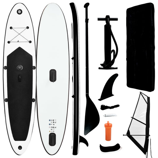 Aufblasbares SUP-Board mit Segel Set Schwarz und Weiß - Premium Paddelboards  - Just €793.29! Shop now at homesales4u