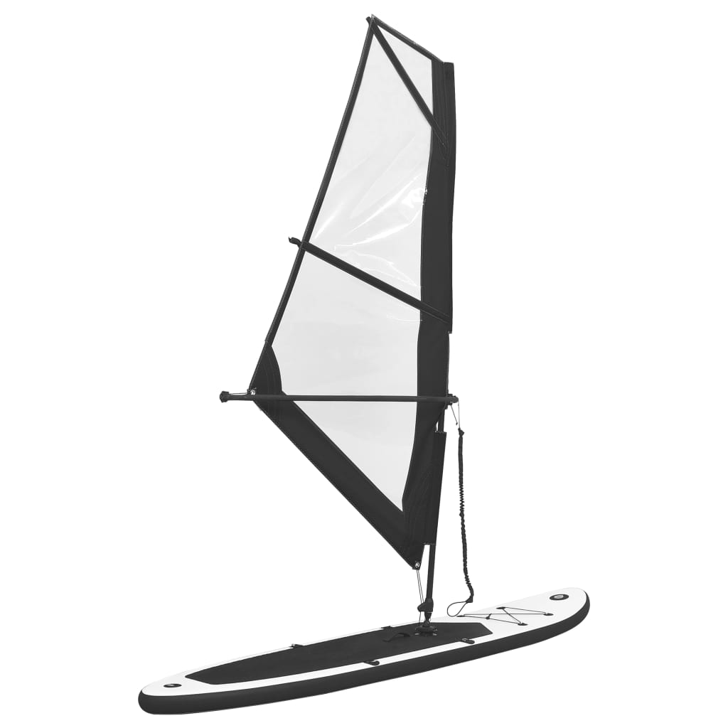 Aufblasbares SUP-Board mit Segel Set Schwarz und Weiß - Premium Paddelboards  - Just €793.29! Shop now at homesales4u