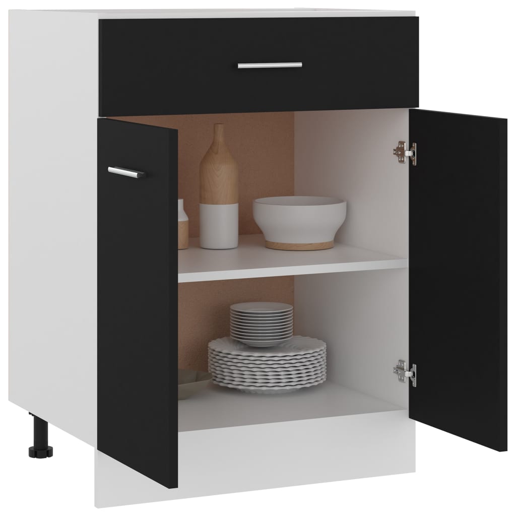 Schubunterschrank Lyon Schwarz 60x46x81,5 cm Holzwerkstoff - Premium Küchenschränke  - Just €106.05! Shop now at homesales4u
