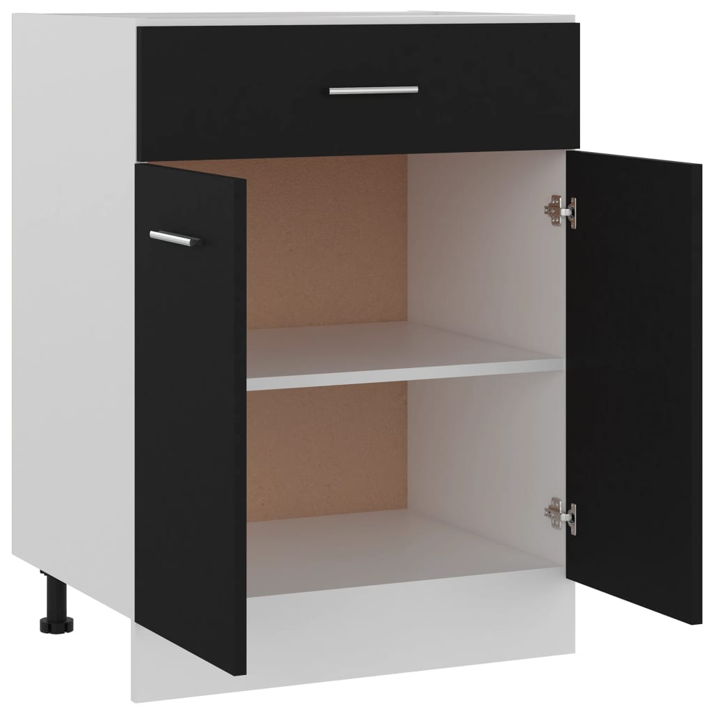 Schubunterschrank Lyon Schwarz 60x46x81,5 cm Holzwerkstoff - Premium Küchenschränke  - Just €106.05! Shop now at homesales4u