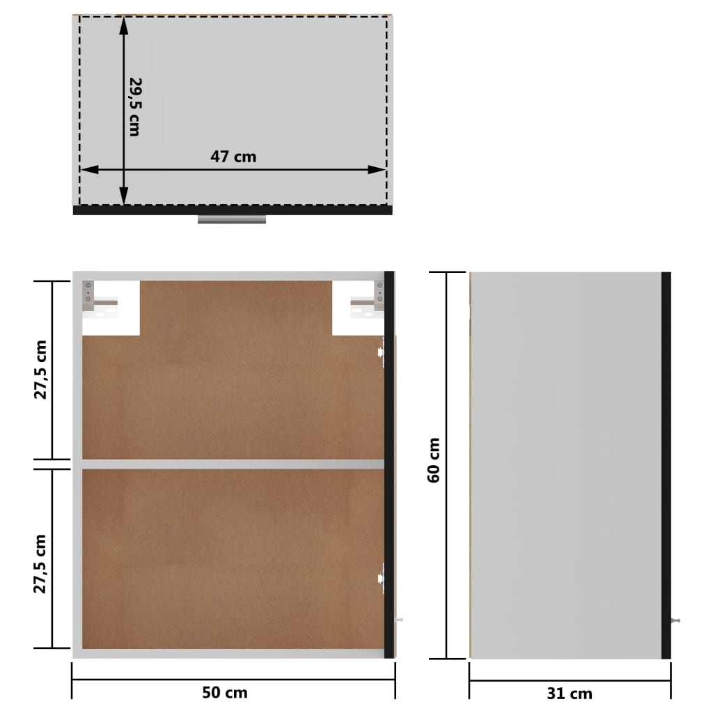 Hängeschränke 2 Stk. Lyon Schwarz 50x31x60 cm Holzwerkstoff - Premium Küchenschränke  - Just €114.64! Shop now at homesales4u