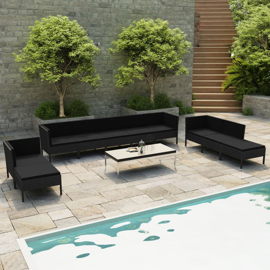 10-tlg. Garten-Lounge-Set mit Auflagen Poly Rattan Schwarz - Premium Gartenmöbel-Sets  - Just €883.47! Shop now at homesales4u