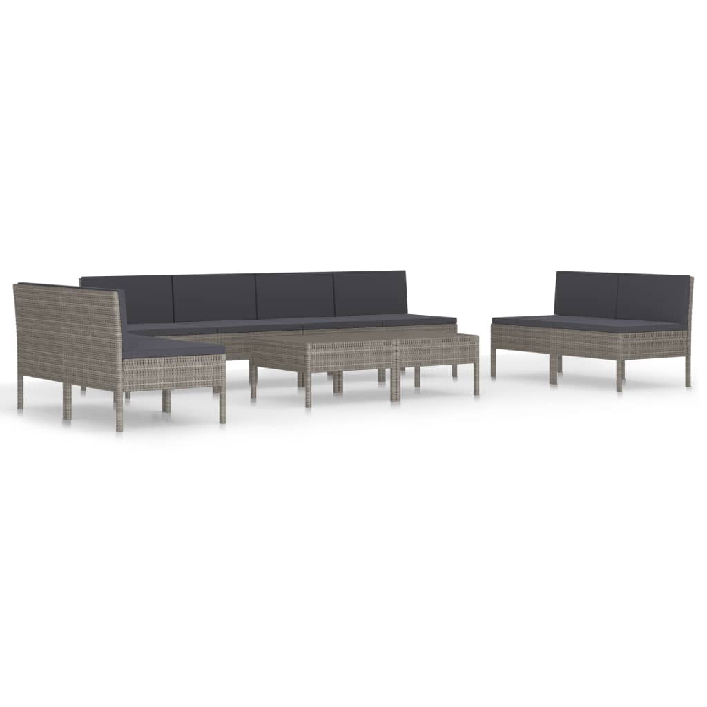 10-tlg. Garten-Lounge-Set mit Auflagen Poly Rattan Grau - Premium Gartenmöbel-Sets  - Just €799.78! Shop now at homesales4u