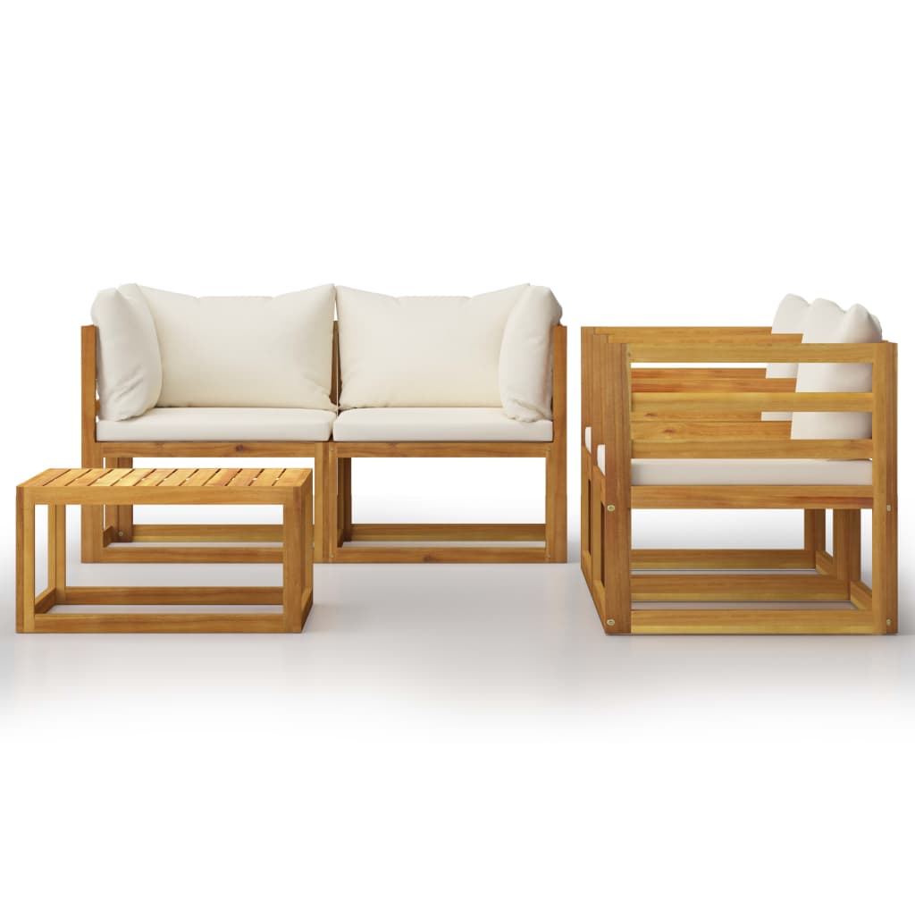 5-tlg. Garten-Lounge-Set mit Auflagen Creme Massivholz Akazie - Premium Gartenmöbel-Sets  - Just €588.02! Shop now at homesales4u