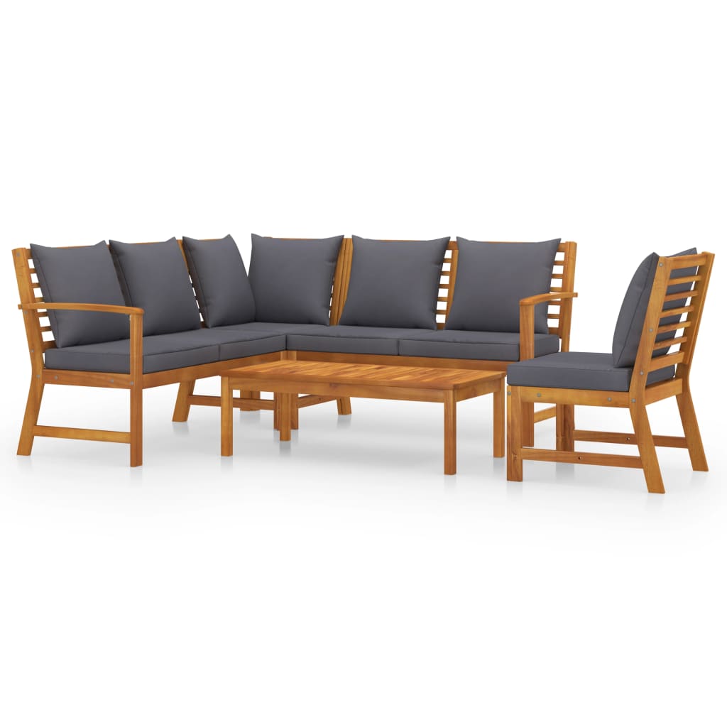 5-tlg. Garten-Lounge-Set mit Auflagen Massivholz Akazie - Premium Gartenmöbel-Sets  - Just €760.97! Shop now at homesales4u