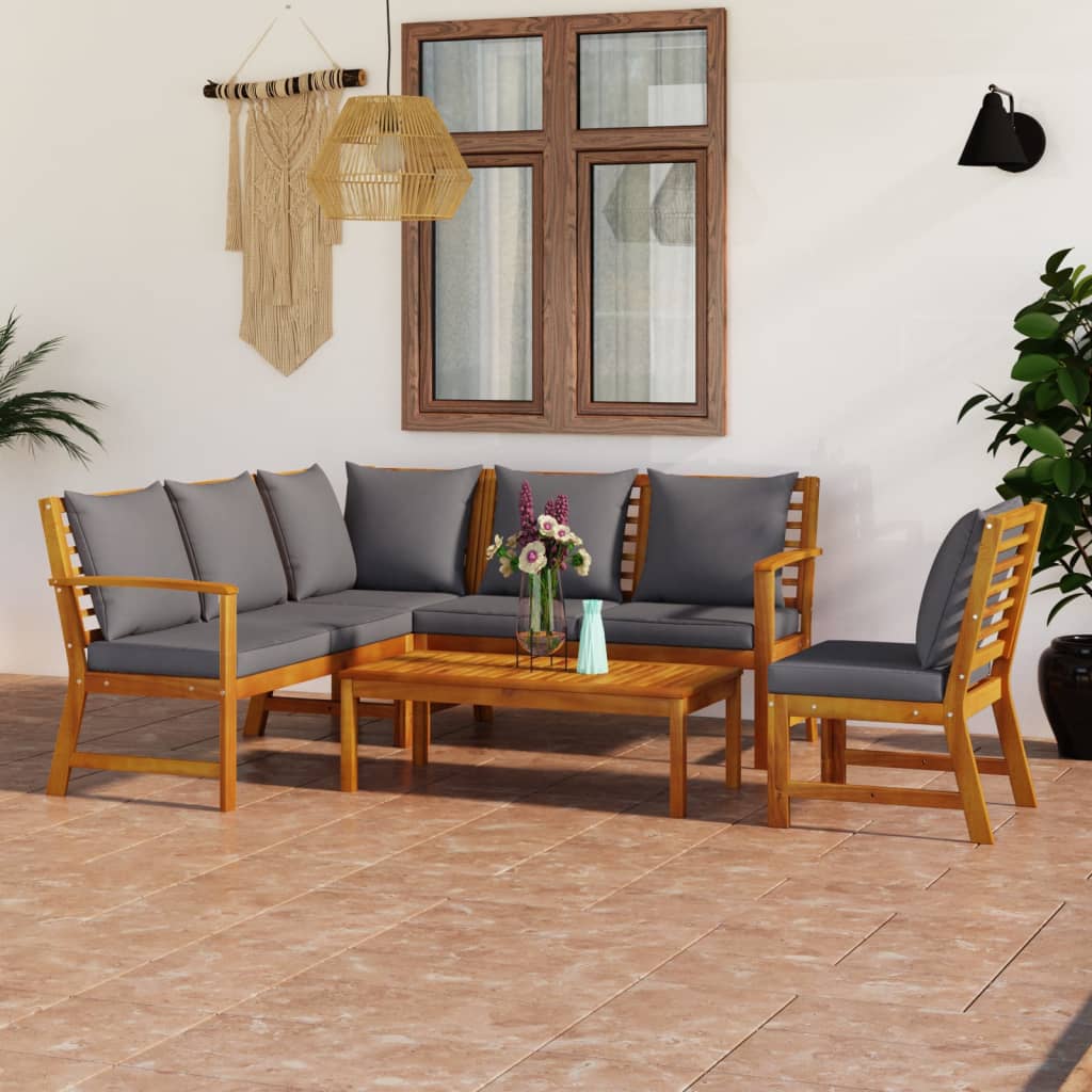 5-tlg. Garten-Lounge-Set mit Auflagen Massivholz Akazie - Premium Gartenmöbel-Sets  - Just €760.97! Shop now at homesales4u