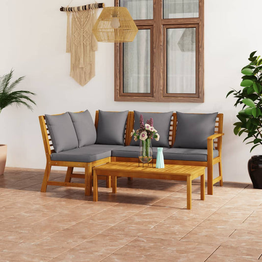 4-tlg. Garten-Lounge-Set mit Auflagen Massivholz Akazie - Premium Gartenmöbel-Sets  - Just €561.86! Shop now at homesales4u