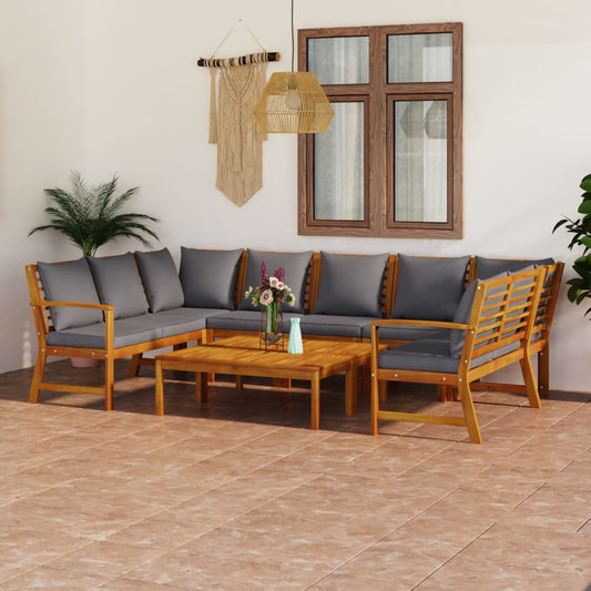 9-tlg. Garten-Lounge-Set mit Auflagen Massivholz Akazie - Premium Gartenmöbel-Sets  - Just €1210.87! Shop now at homesales4u