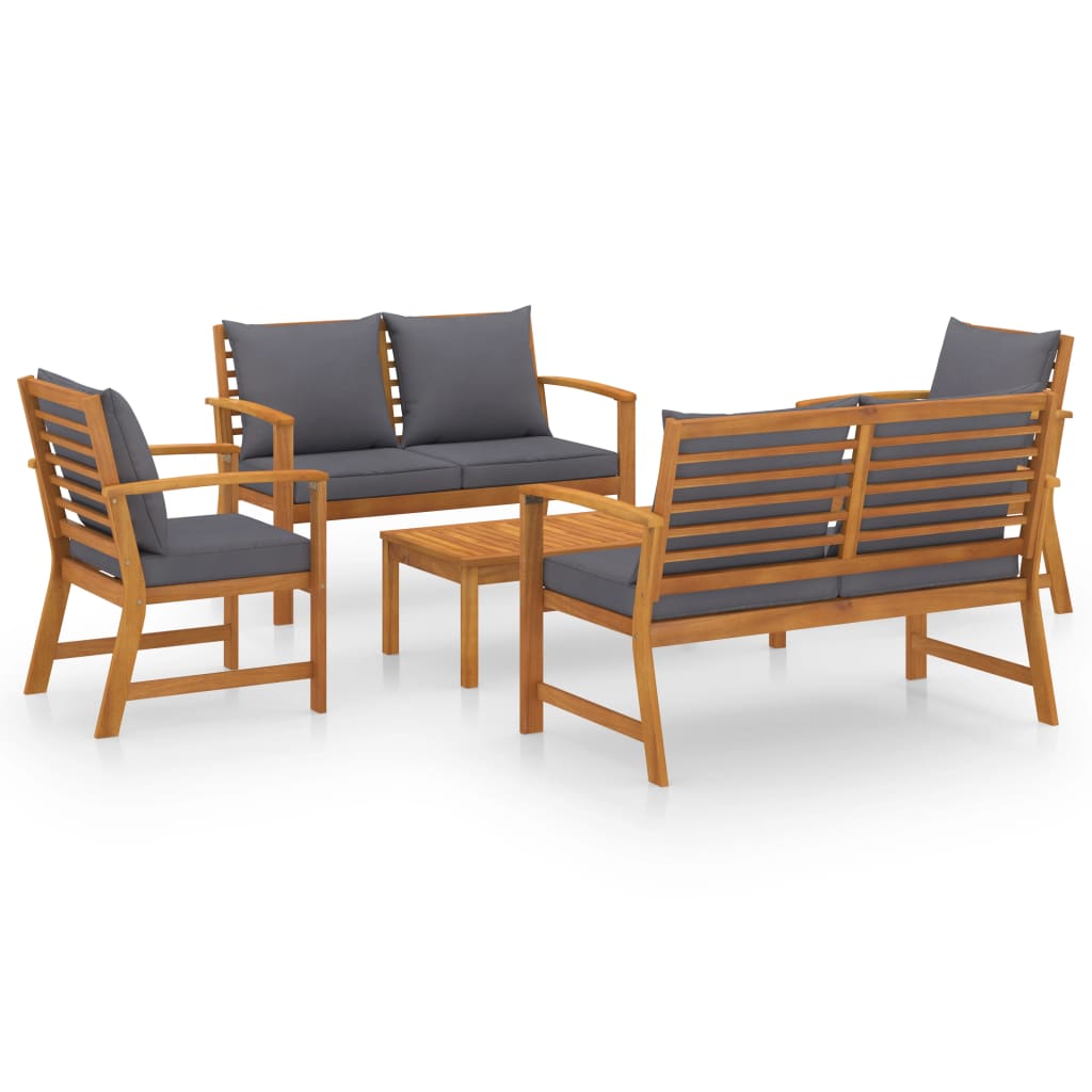 5-tlg. Garten-Lounge-Set mit Auflagen Massivholz Akazie - Premium Gartenmöbel-Sets  - Just €752.19! Shop now at homesales4u