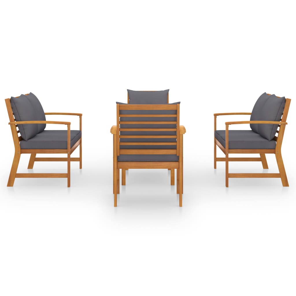 5-tlg. Garten-Lounge-Set mit Auflagen Massivholz Akazie - Premium Gartenmöbel-Sets  - Just €752.19! Shop now at homesales4u