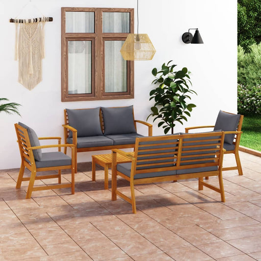5-tlg. Garten-Lounge-Set mit Auflagen Massivholz Akazie - Premium Gartenmöbel-Sets  - Just €751.90! Shop now at homesales4u