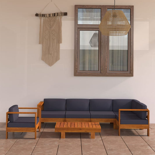 7-tlg. Garten-Lounge-Set mit Dunkelgrauen Auflagen Akazienholz - Premium Gartenmöbel-Sets  - Just €1193.92! Shop now at homesales4u