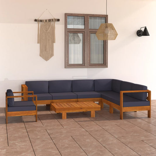 8-tlg. Garten-Lounge-Set mit Dunkelgrauen Auflagen Akazienholz - Premium Gartenmöbel-Sets  - Just €1346.88! Shop now at homesales4u