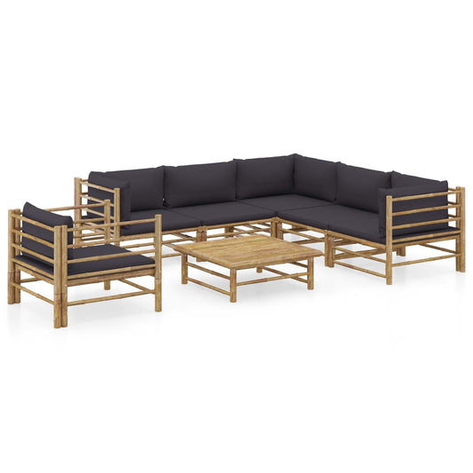 7-tlg. Garten-Lounge-Set mit Dunkelgrauen Kissen Bambus - Premium Gartenmöbel-Sets  - Just €897.28! Shop now at homesales4u