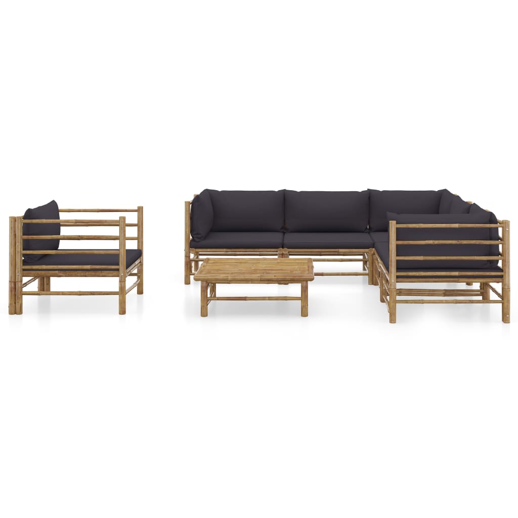7-tlg. Garten-Lounge-Set mit Dunkelgrauen Kissen Bambus - Premium Gartenmöbel-Sets  - Just €899.18! Shop now at homesales4u
