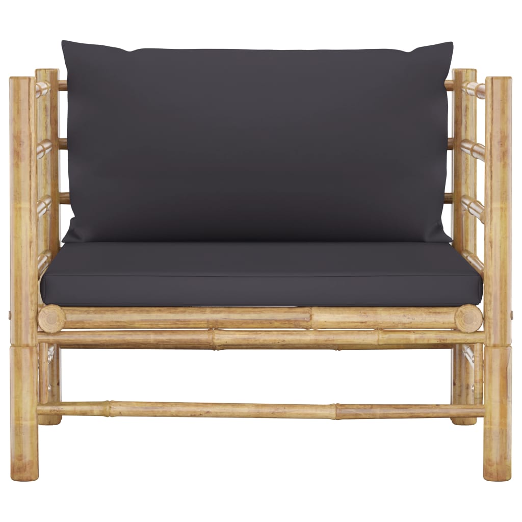 7-tlg. Garten-Lounge-Set mit Dunkelgrauen Kissen Bambus - Premium Gartenmöbel-Sets  - Just €899.18! Shop now at homesales4u