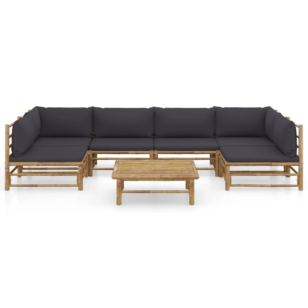 7-tlg. Garten-Lounge-Set mit Dunkelgrauen Kissen Bambus - Premium Gartenmöbel-Sets  - Just €890.68! Shop now at homesales4u