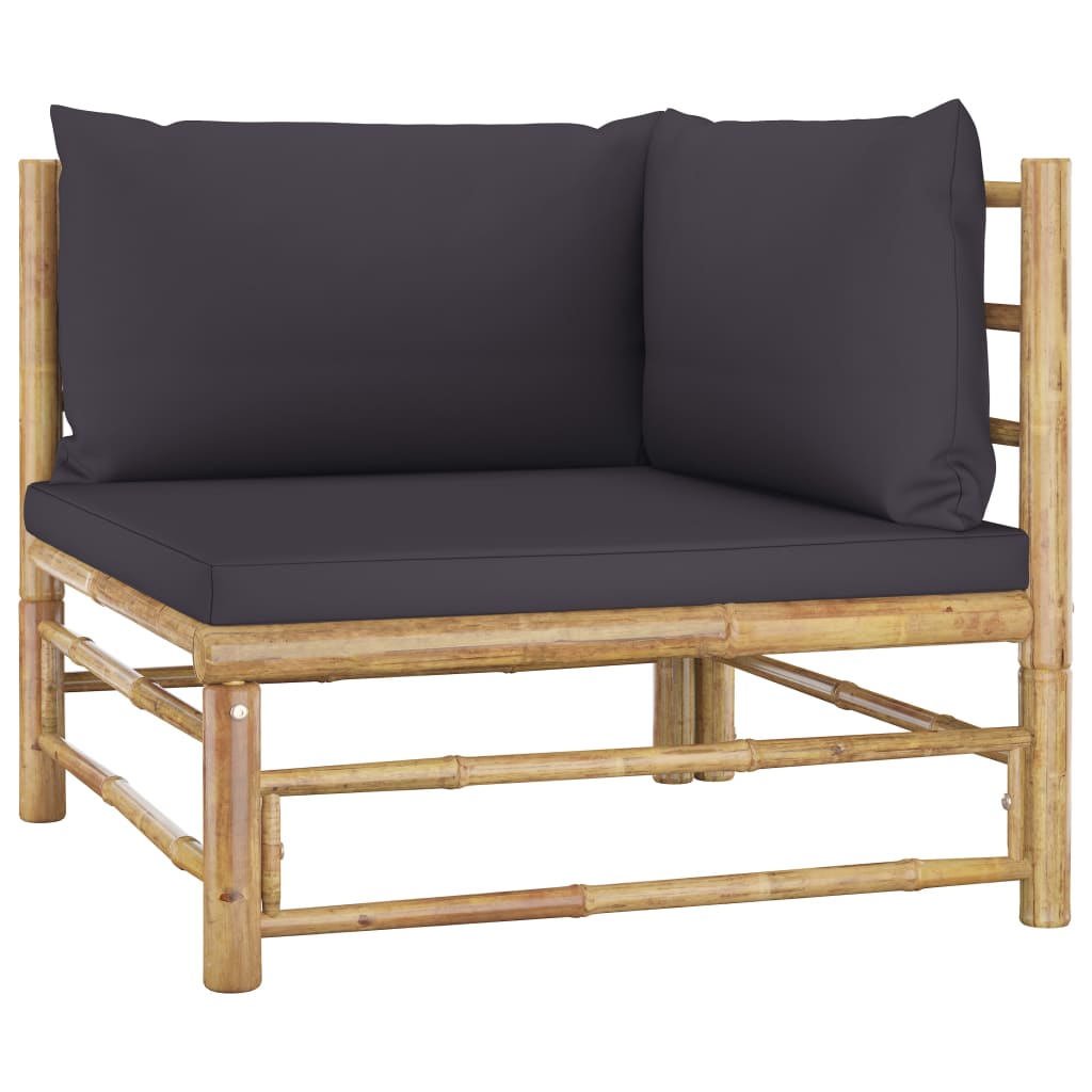 7-tlg. Garten-Lounge-Set mit Dunkelgrauen Kissen Bambus - Premium Gartenmöbel-Sets  - Just €890.68! Shop now at homesales4u