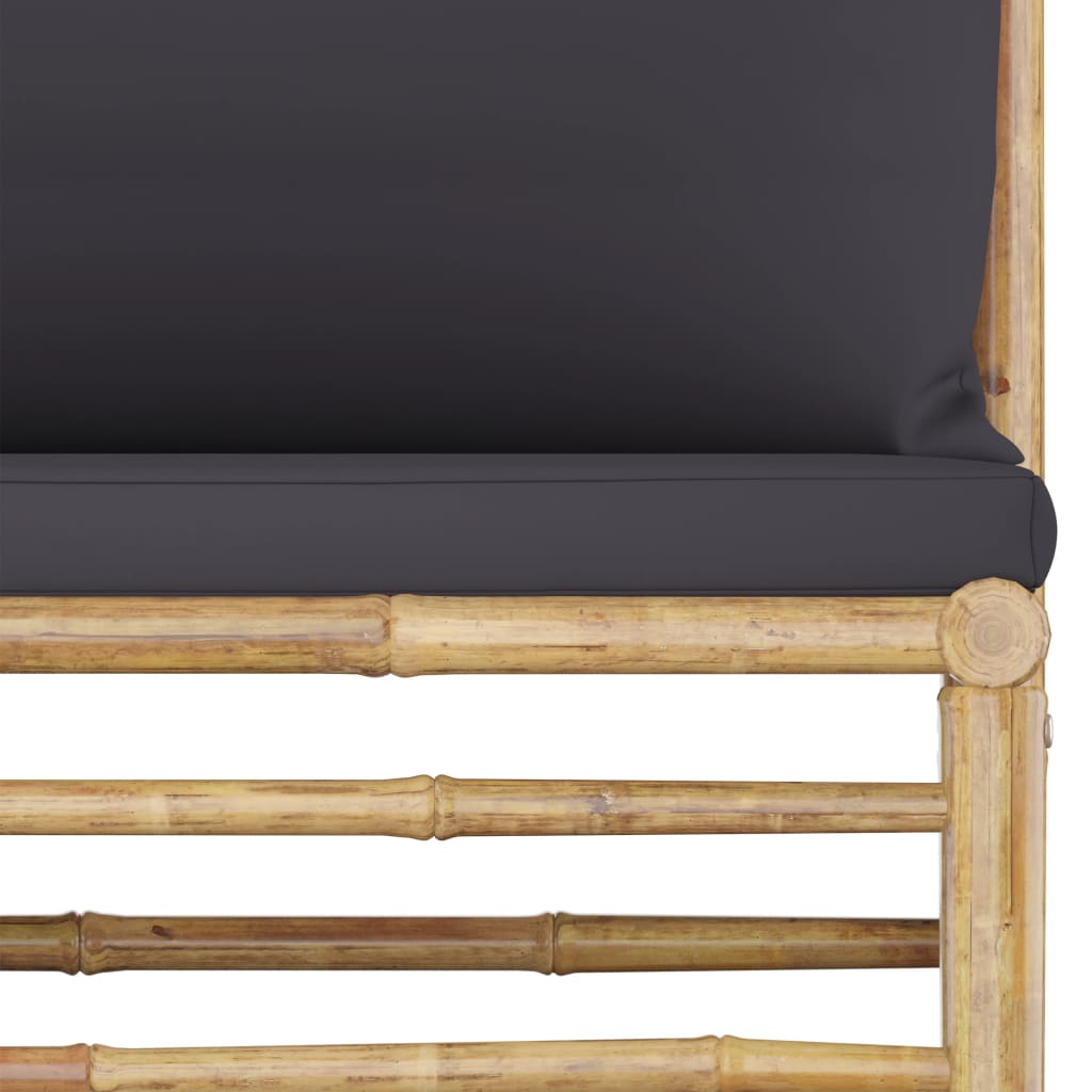 7-tlg. Garten-Lounge-Set mit Dunkelgrauen Kissen Bambus - Premium Gartenmöbel-Sets  - Just €890.68! Shop now at homesales4u