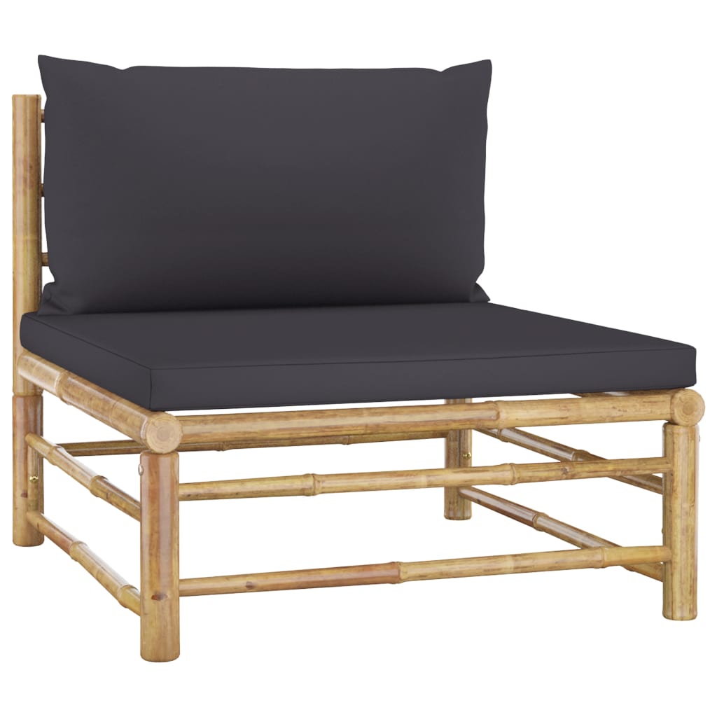 7-tlg. Garten-Lounge-Set mit Dunkelgrauen Kissen Bambus - Premium Gartenmöbel-Sets  - Just €890.68! Shop now at homesales4u