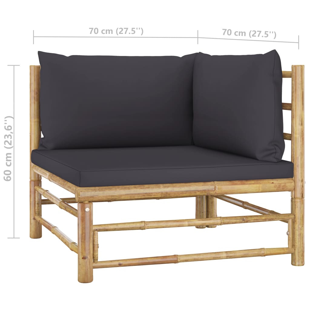 7-tlg. Garten-Lounge-Set mit Dunkelgrauen Kissen Bambus - Premium Gartenmöbel-Sets  - Just €890.68! Shop now at homesales4u